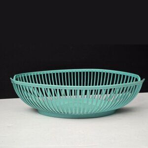 Vintage Mid-Century Aqua Plastic Wire Basket